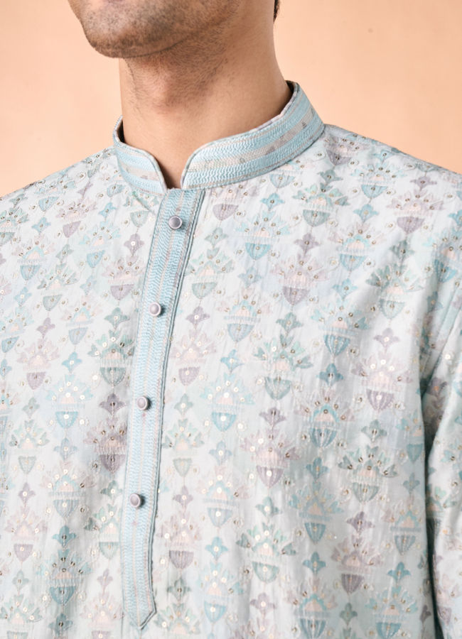 Manyavar Men Regal Aqua Green Kurta Pajama