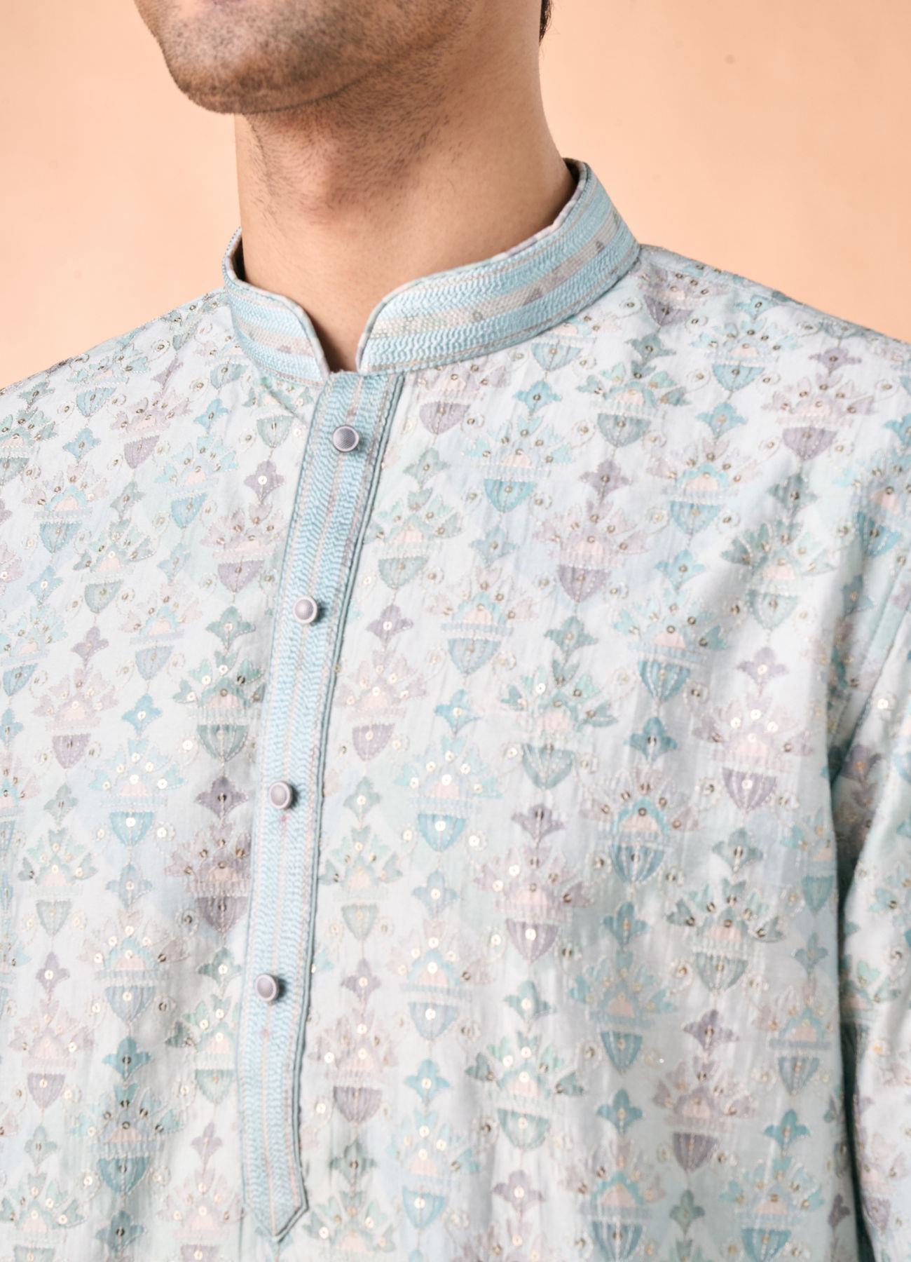 Manyavar Men Regal Aqua Green Kurta Pajama