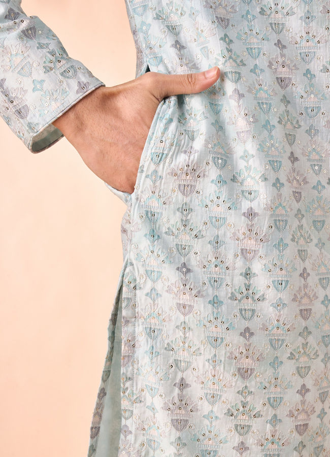 Manyavar Men Regal Aqua Green Kurta Pajama