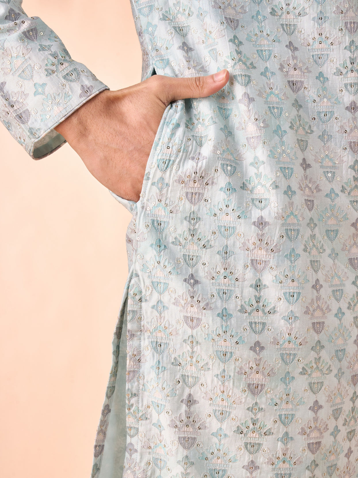 Manyavar Men Regal Aqua Green Kurta Pajama