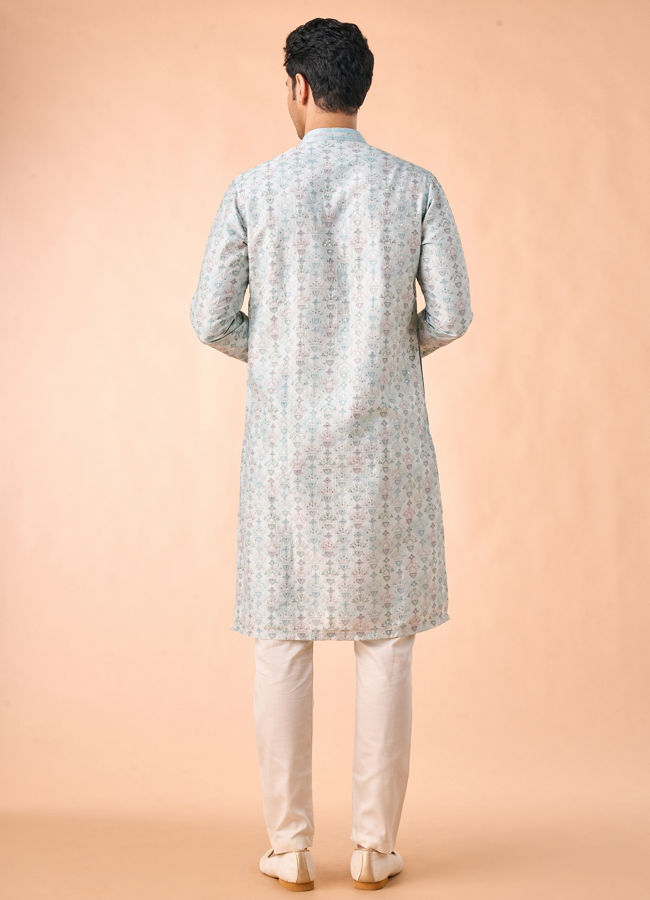 Manyavar Men Regal Aqua Green Kurta Pajama