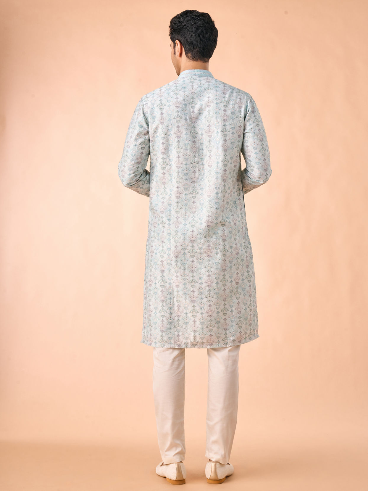 Manyavar Men Regal Aqua Green Kurta Pajama