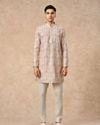 Manyavar Men Peach Blended Viscose Kurta Pant