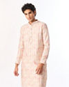 Manyavar Men Peach Blended Viscose Kurta Pant