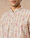 Manyavar Men Peach Blended Viscose Kurta Pant