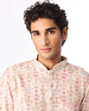 Manyavar Men Peach Blended Viscose Kurta Pant