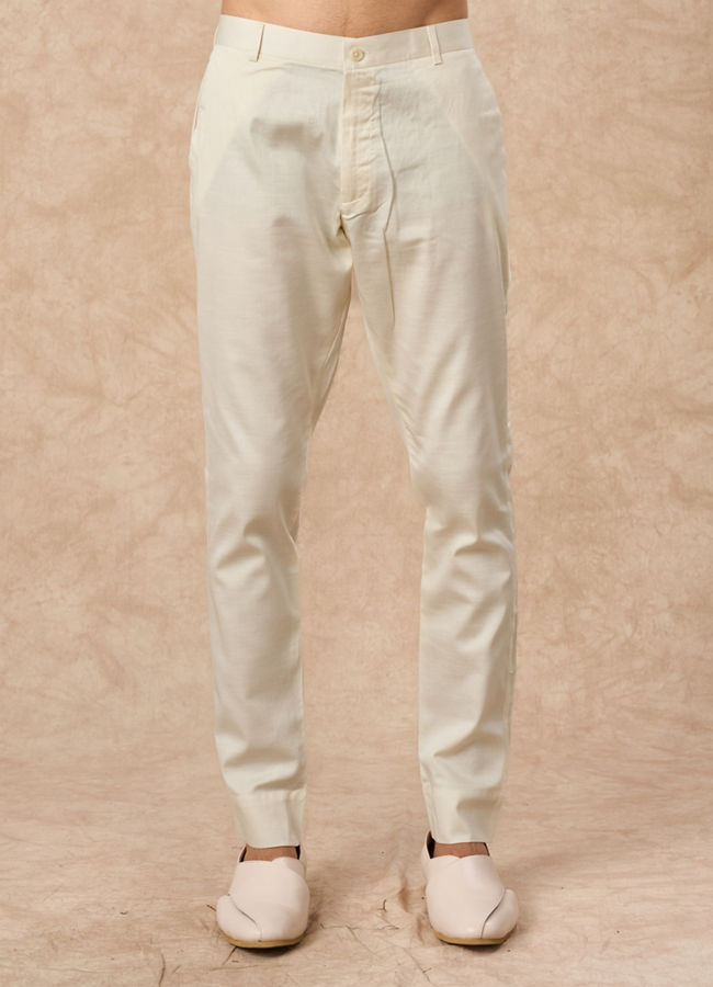 Manyavar Men Peach Blended Viscose Kurta Pant