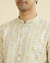 Manyavar Men Cream Thread Embroidered Kurta Pajama Set