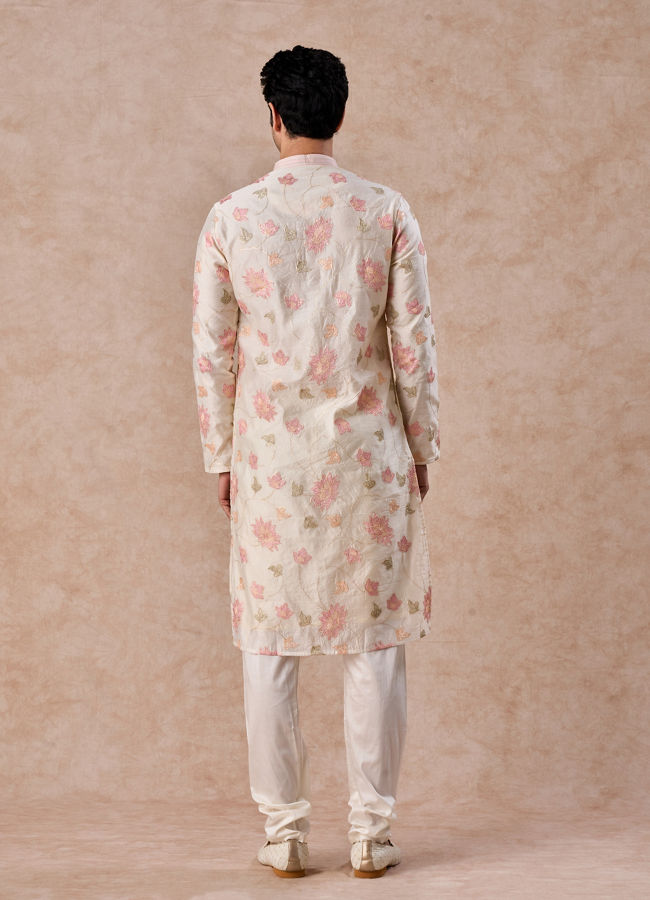 Manyavar Men Cream Elegance Chanderi Kurta Churidar
