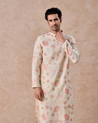 Manyavar Men Cream Elegance Chanderi Kurta Churidar