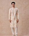 Manyavar Men Cream Elegance Chanderi Kurta Churidar