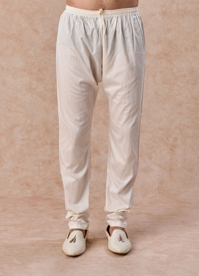 Manyavar Men Cream Elegance Chanderi Kurta Churidar