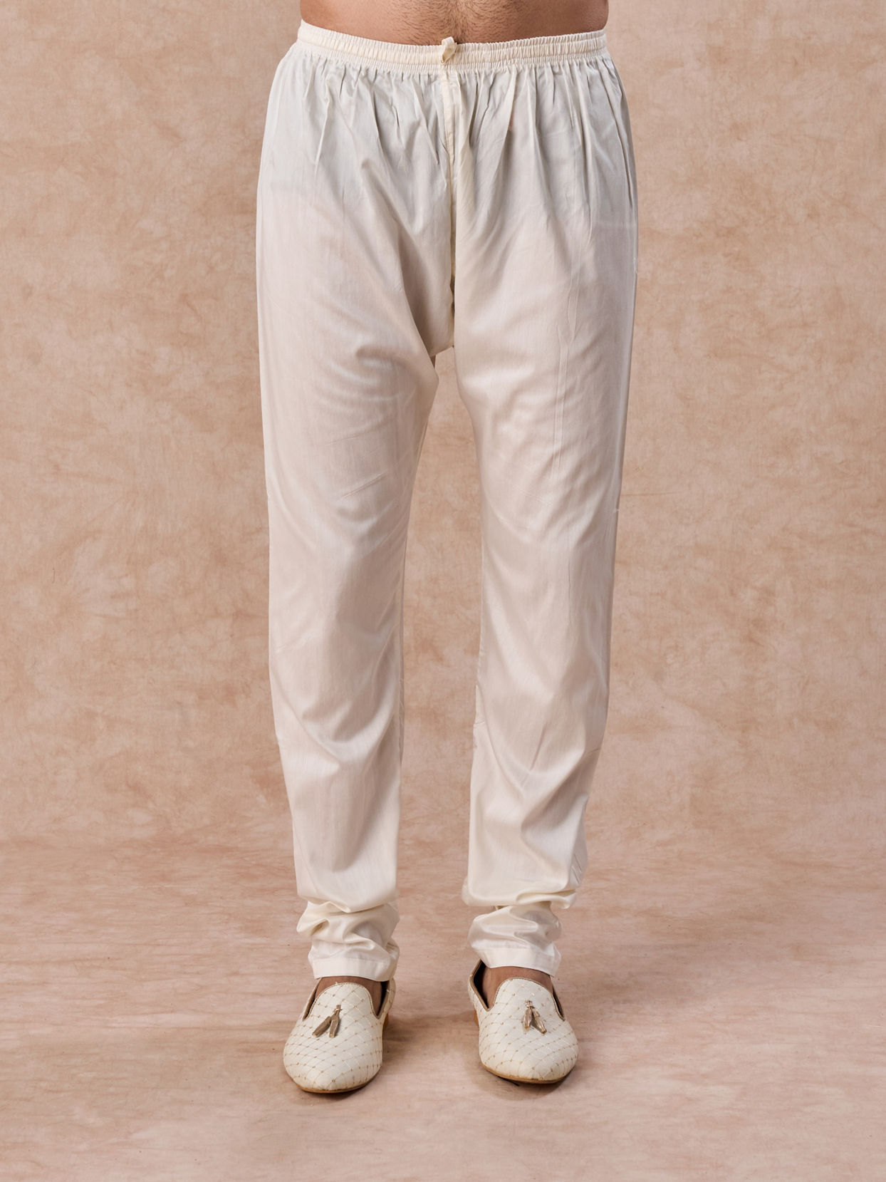 Manyavar Men Cream Elegance Chanderi Kurta Churidar