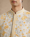 Manyavar Men Cream Chanderi Kurta Churidar with Thread Embroidery
