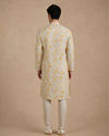 Manyavar Men Cream Chanderi Kurta Churidar with Thread Embroidery