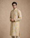 Manyavar Men Cream Chanderi Kurta Churidar with Thread Embroidery