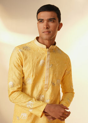 Manyavar Men Saffron Splendor Kurta Pajama