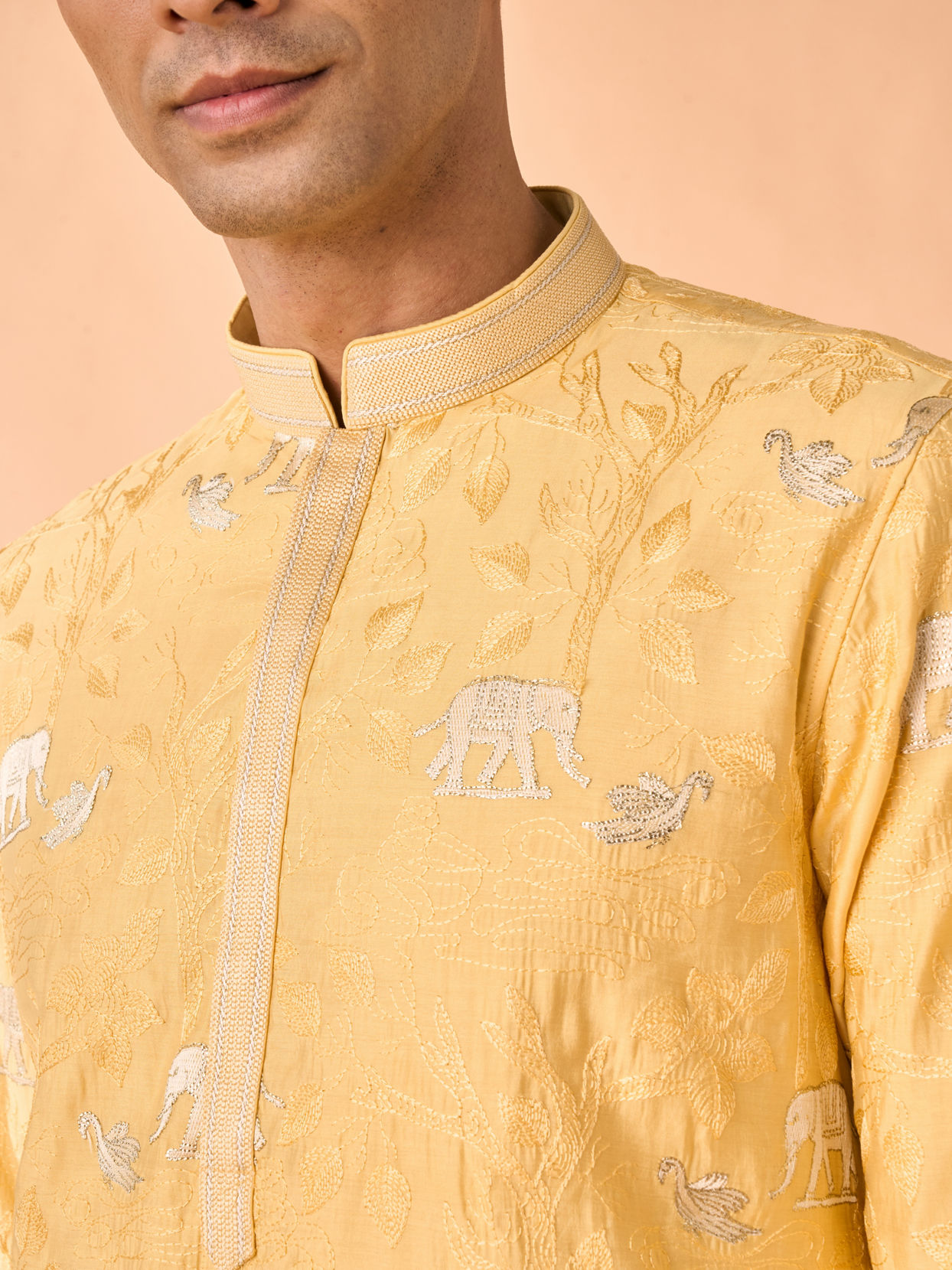 Manyavar Men Saffron Splendor Kurta Pajama