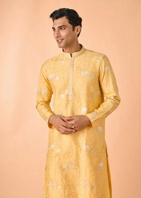 Manyavar Men Saffron Splendor Kurta Pajama