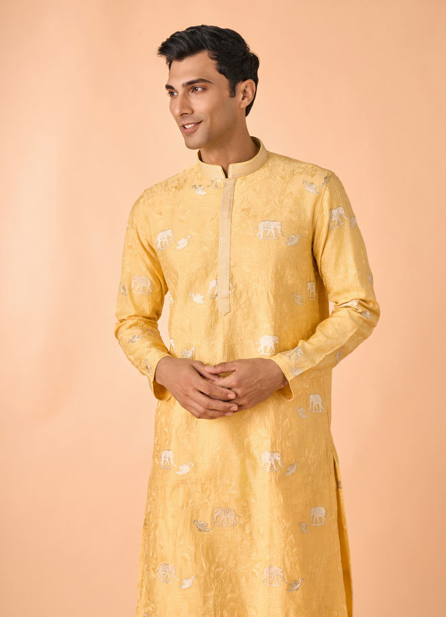 Manyavar Men Saffron Splendor Kurta Pajama