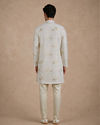 Manyavar Men Cream Blended Viscose Kurta Pajama with Embroidery
