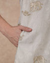 Manyavar Men Cream Blended Viscose Kurta Pajama with Embroidery