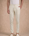 Manyavar Men Cream Blended Viscose Kurta Pajama with Embroidery