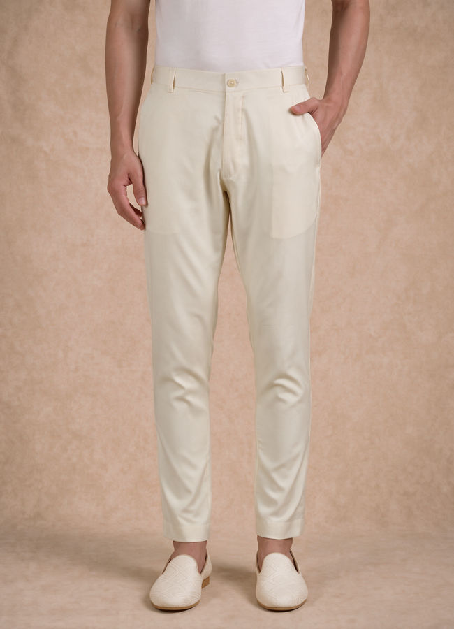 Manyavar Men Cream Blended Viscose Kurta Pajama with Embroidery