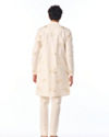 Manyavar Men Cream Blended Viscose Kurta Pajama with Embroidery