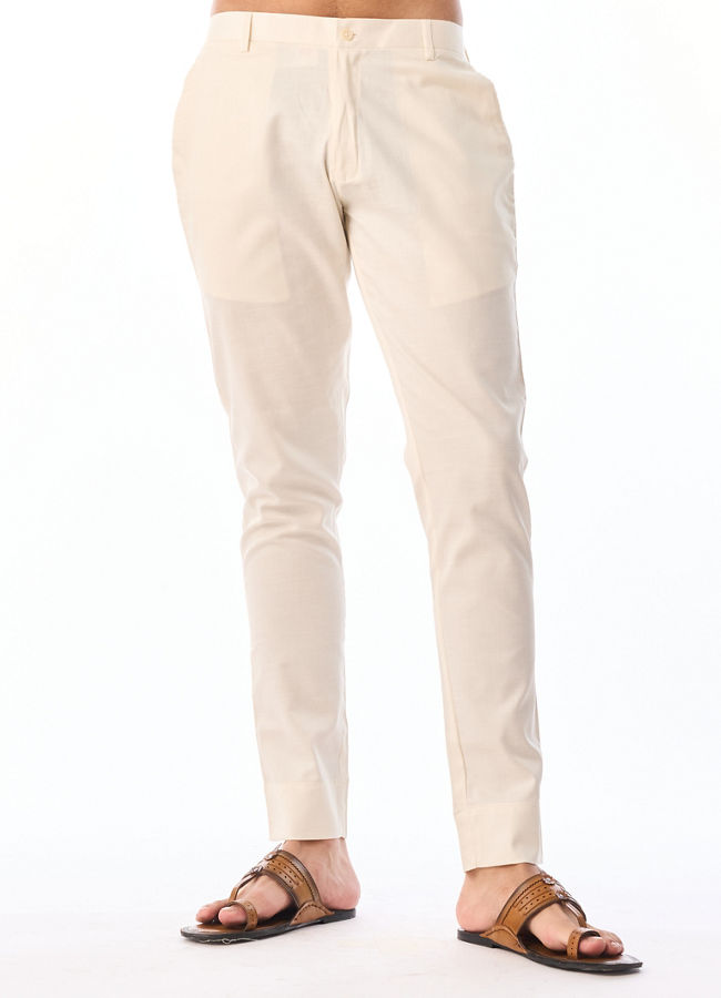 Manyavar Men Cream Blended Viscose Kurta Pajama with Embroidery