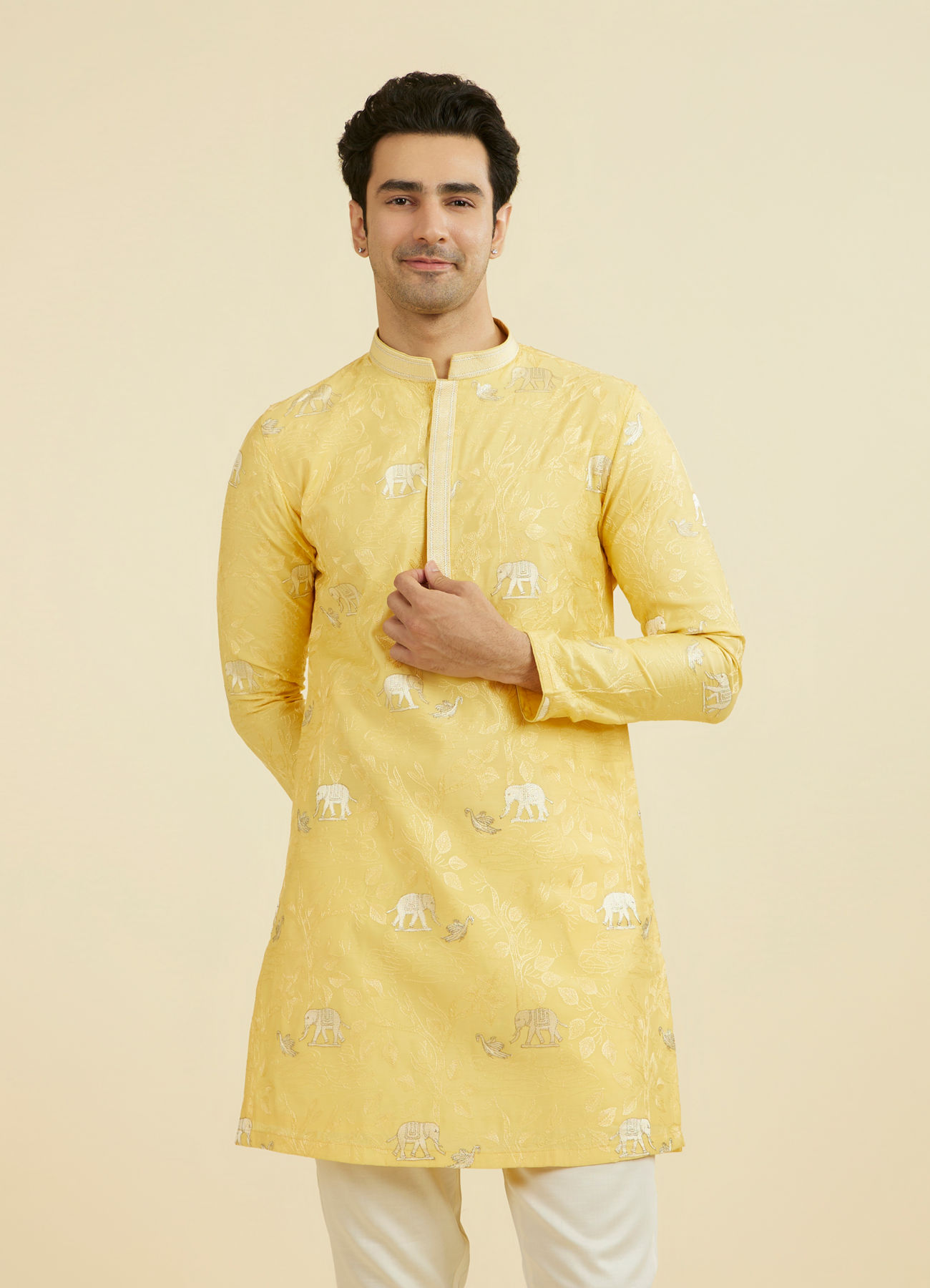 Manyavar Men Vibrant Yellow Kurta Pant
