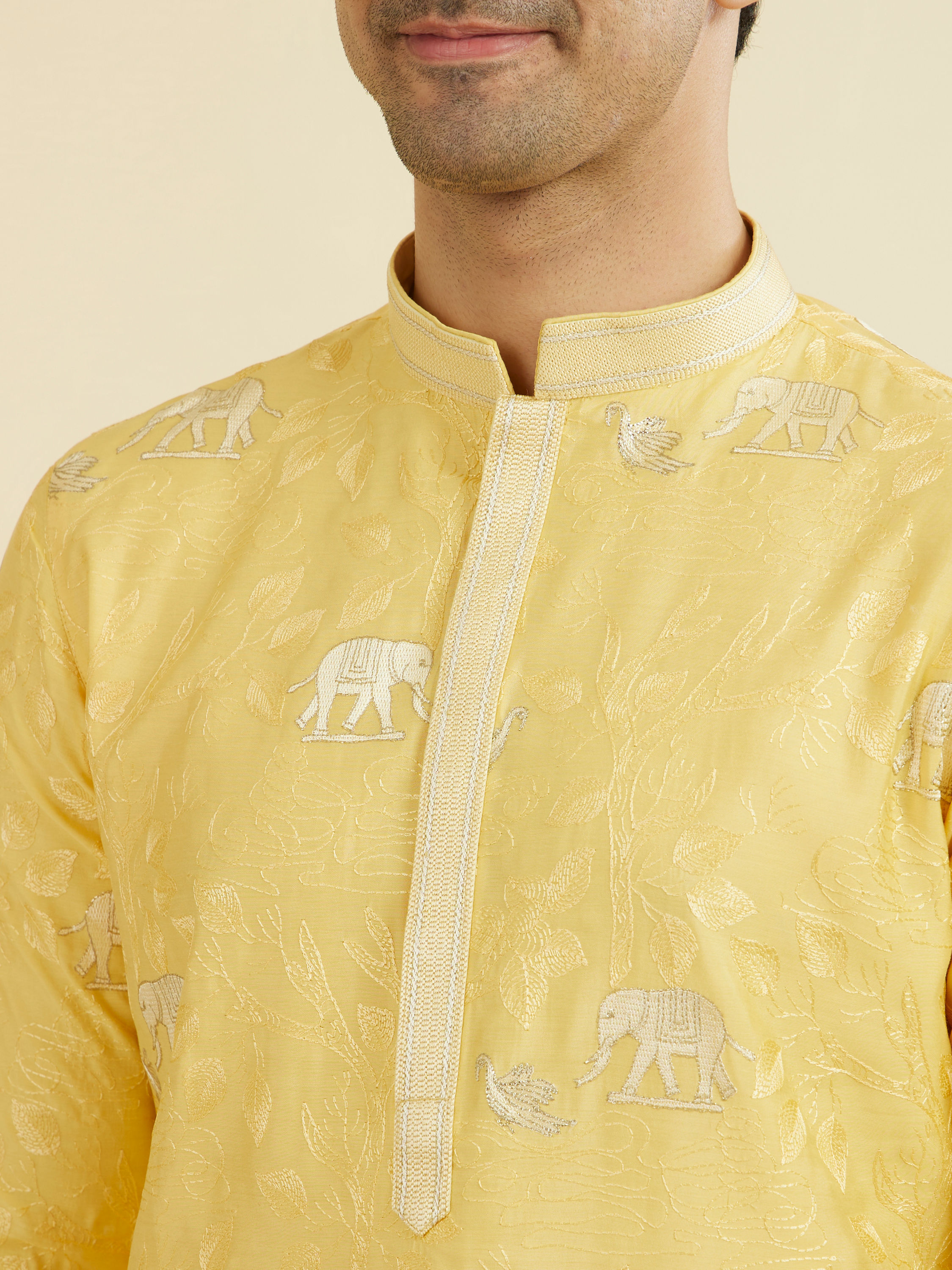 Manyavar Men Vibrant Yellow Kurta Pant