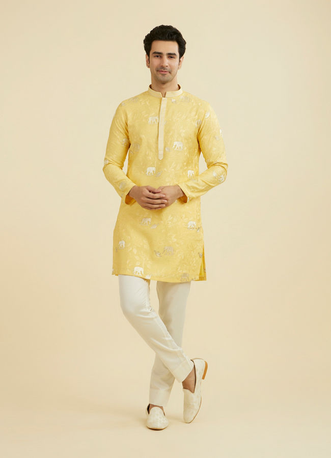 Manyavar Men Vibrant Yellow Kurta Pant