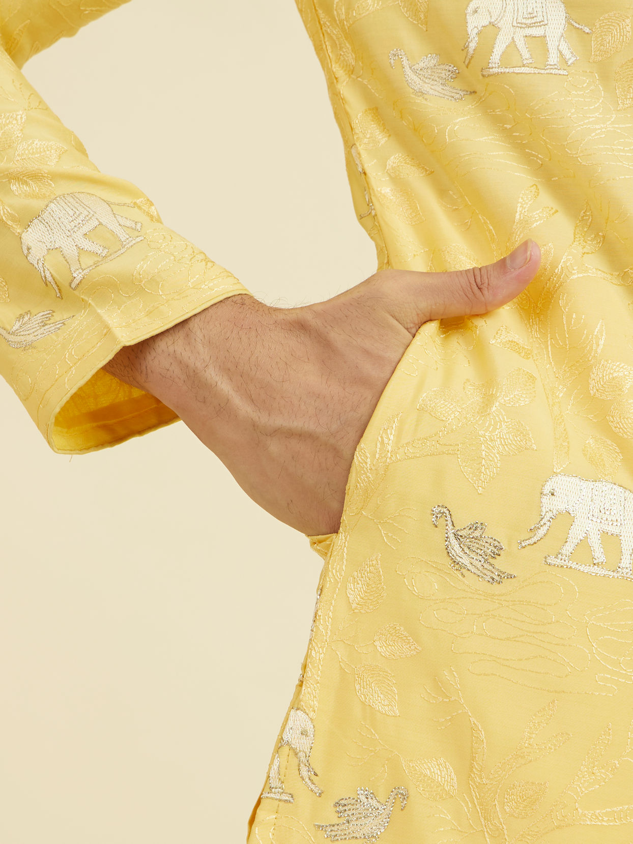 Manyavar Men Vibrant Yellow Kurta Pant