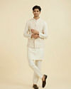 Manyavar Men Cream Pink Nehru Jacket