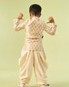 Manyavar Boys Kids Beige Art Silk Kurta Pajama Set