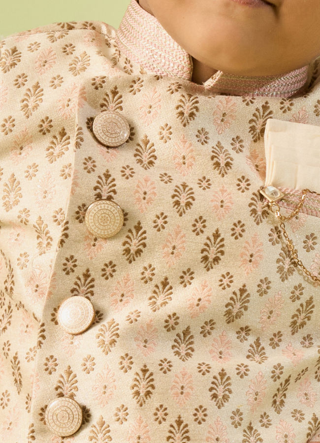 Manyavar Boys Kids Beige Kurta Pajama Set
