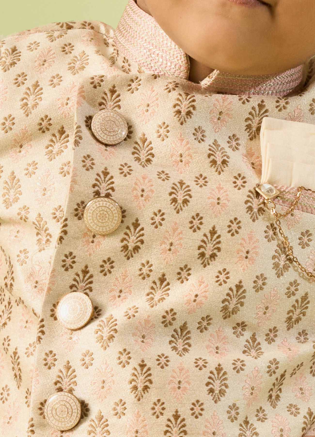 Manyavar Boys Kids Beige Art Silk Kurta Pajama Set