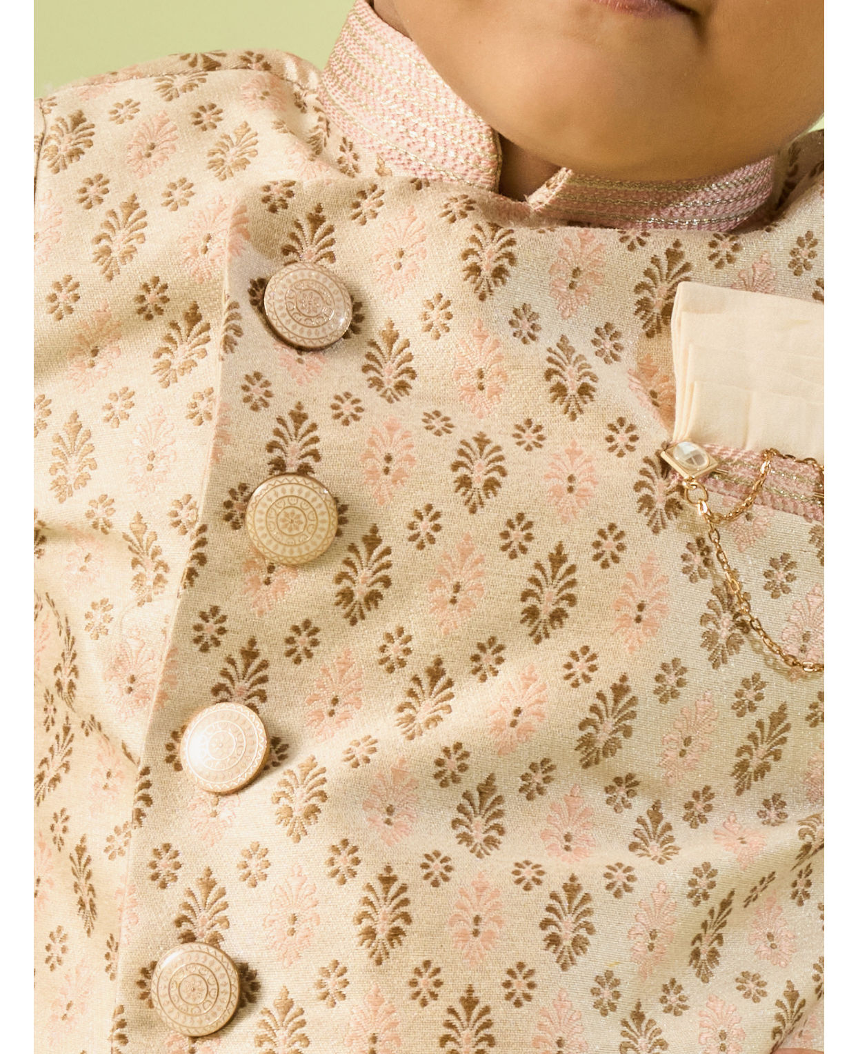 Manyavar Boys Kids Beige Kurta Pajama Set