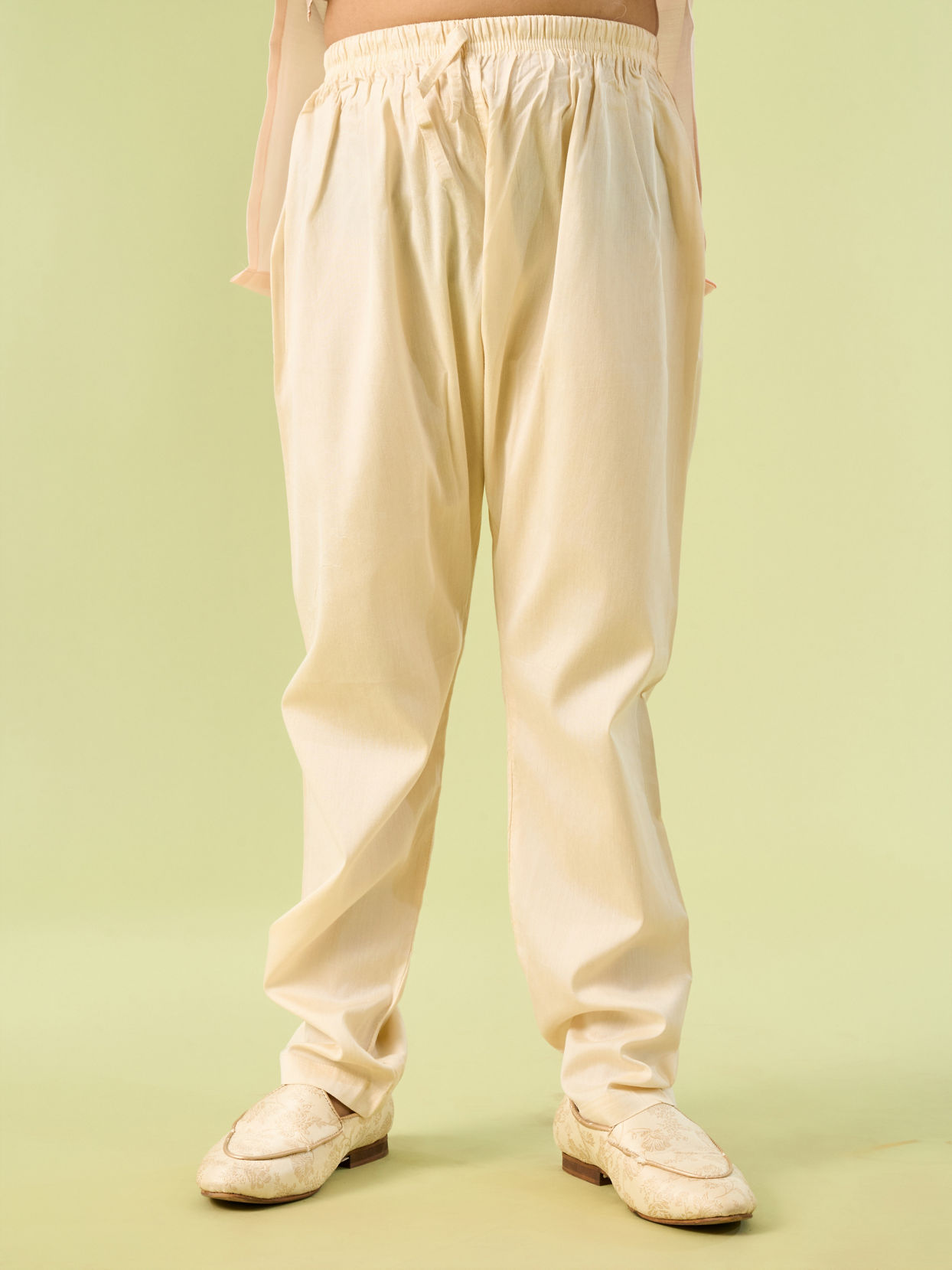 Manyavar Boys Kids Beige Art Silk Kurta Pajama Set