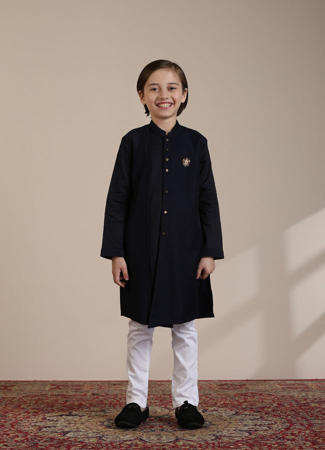 Manyavar Boys Boys Dark Blue Kurta Set