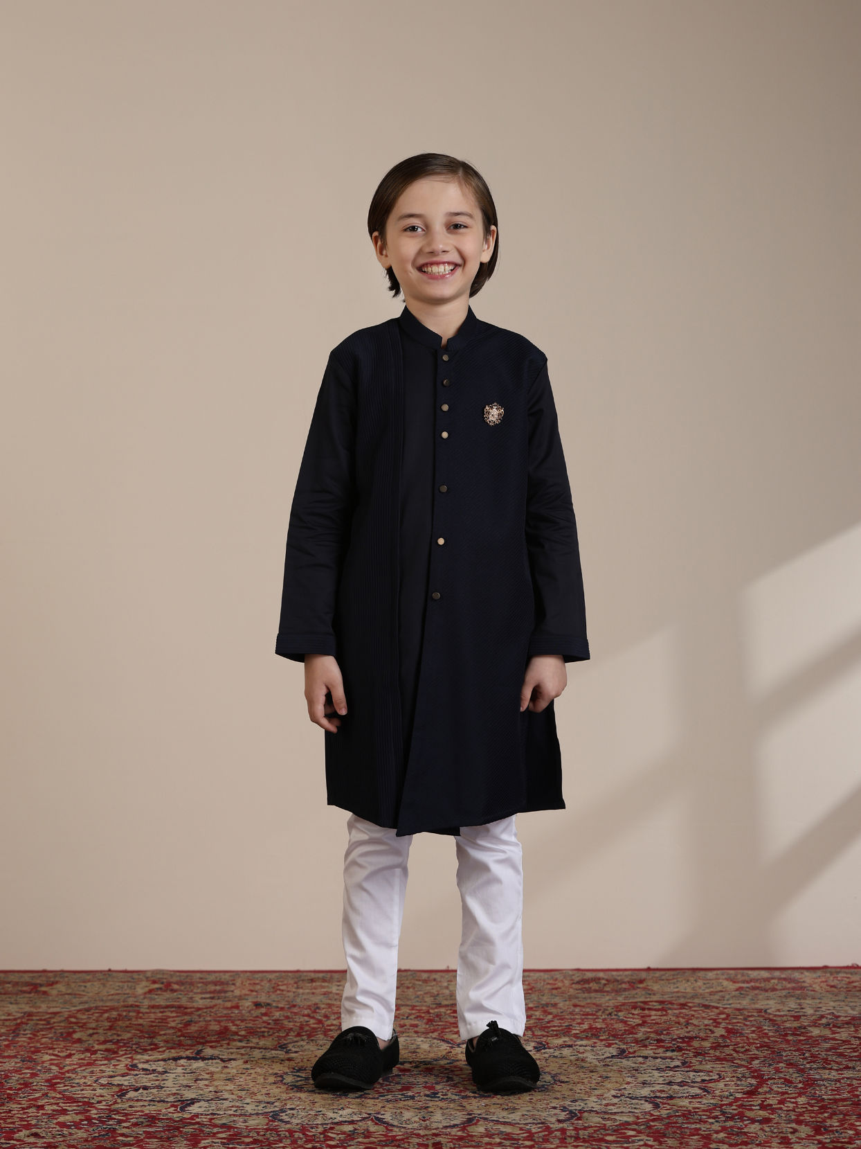 Manyavar Boys Boys Dark Blue Kurta Set