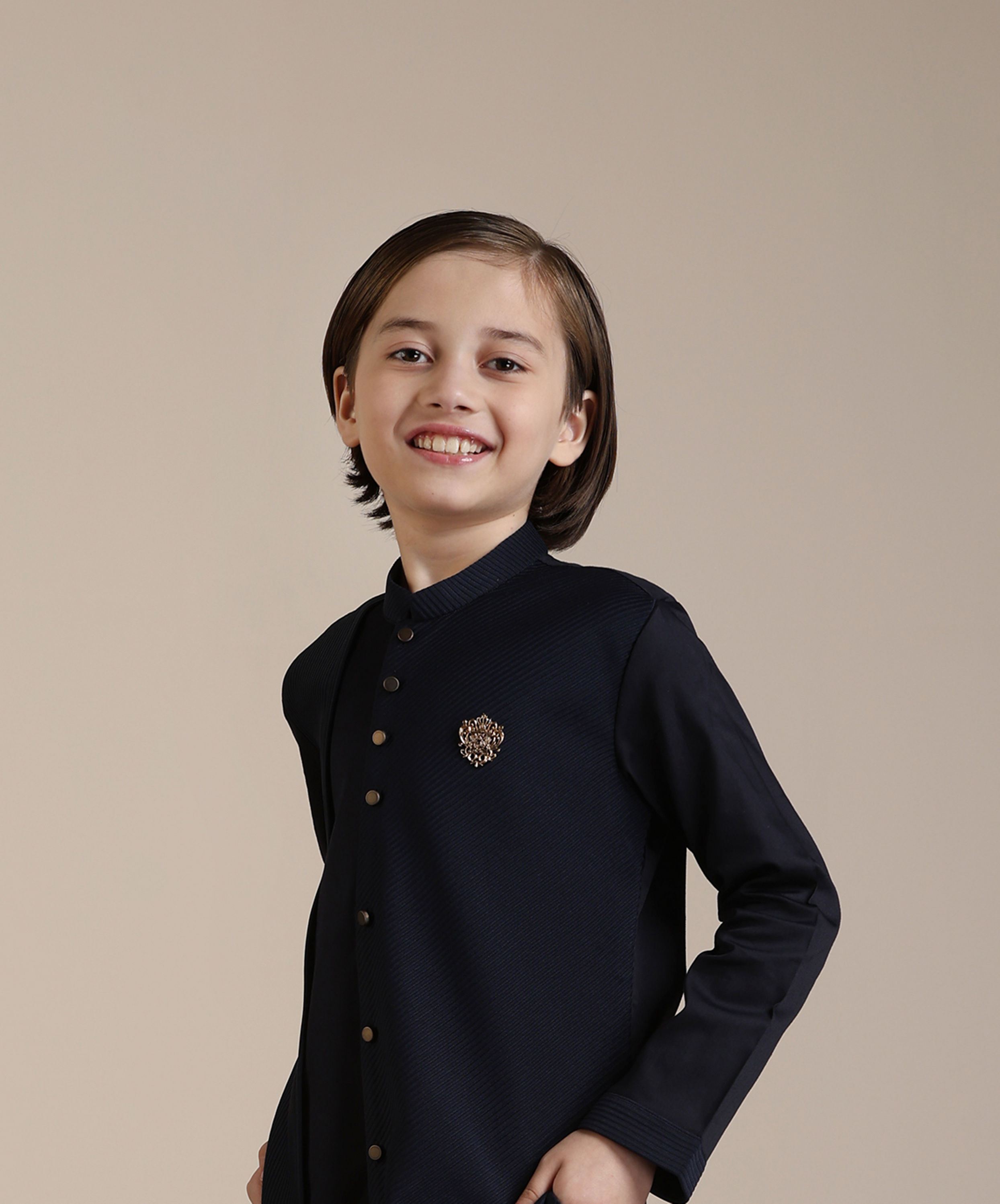 Manyavar Boys Boys Dark Blue Kurta Set