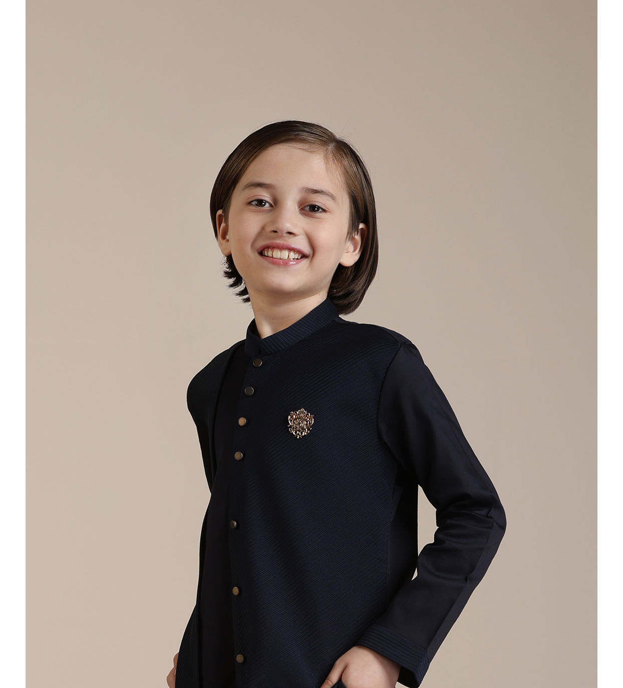 Manyavar Boys Boys Dark Blue Kurta Set