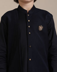 Manyavar Boys Boys Dark Blue Kurta Set