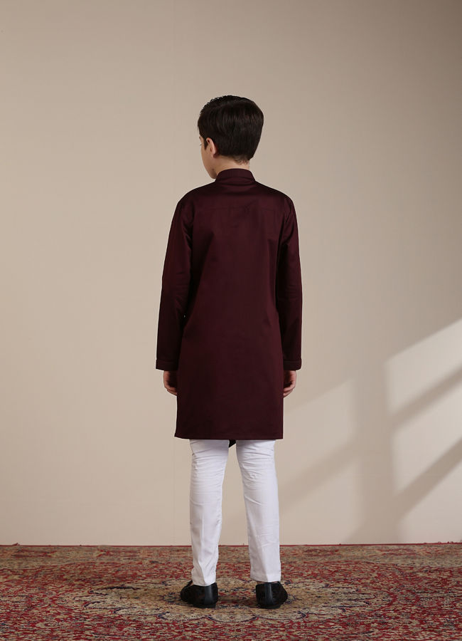 Manyavar Boys Boys Wine Kurta Set