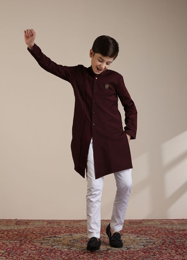 Manyavar Boys Boys Wine Kurta Set