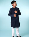 Manyavar Boys Charming Dark Blue Kurta Pajama