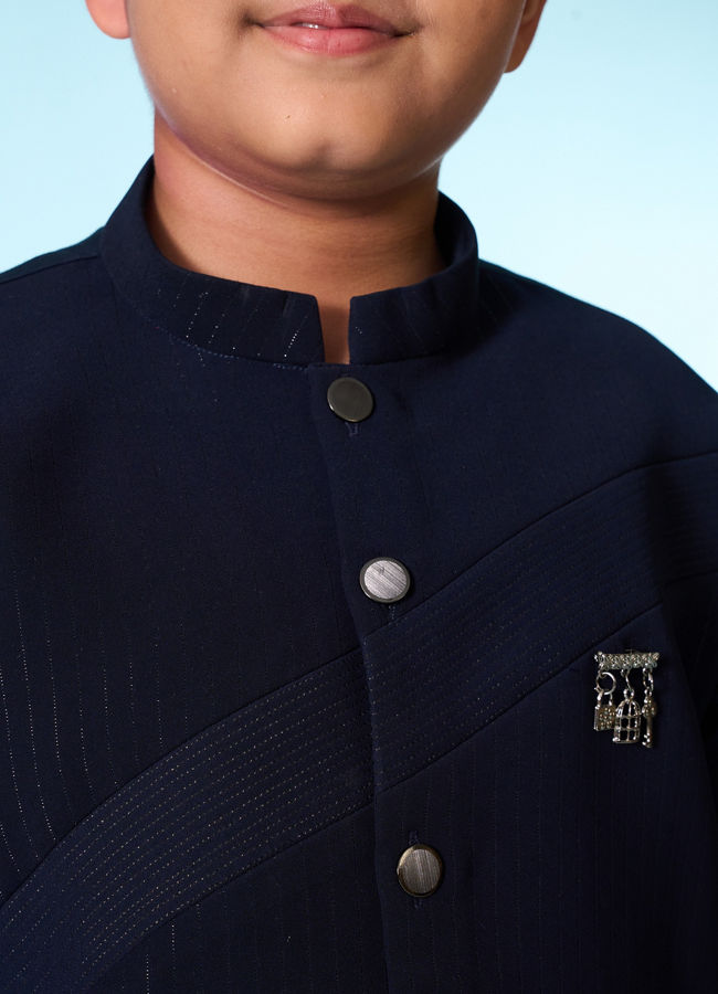 Manyavar Boys Charming Dark Blue Kurta Pajama