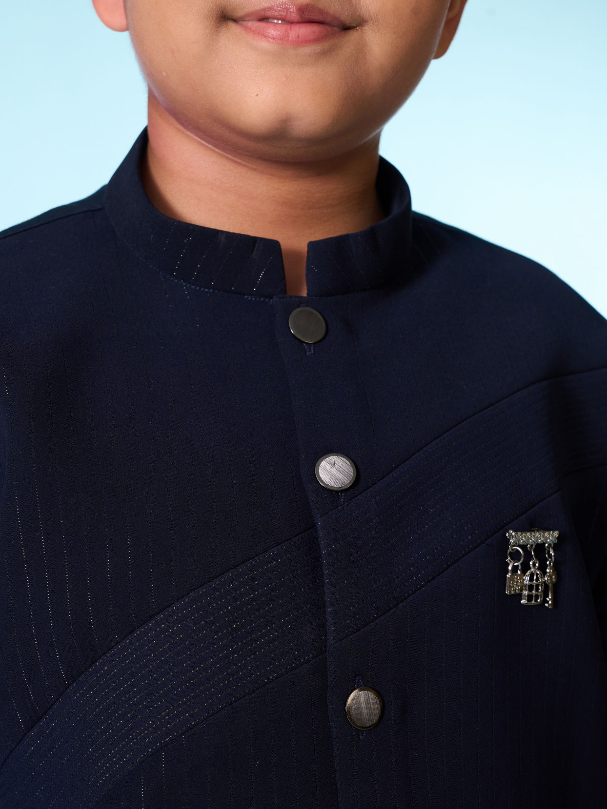 Manyavar Boys Charming Dark Blue Kurta Pajama